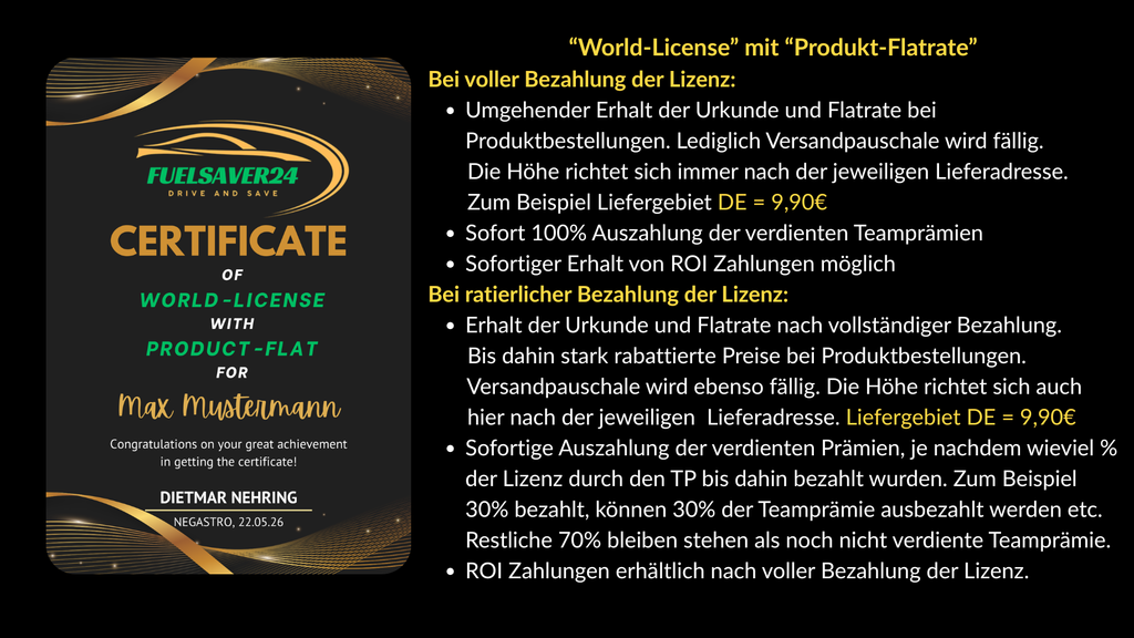 "World-License" Einmalzahlung
