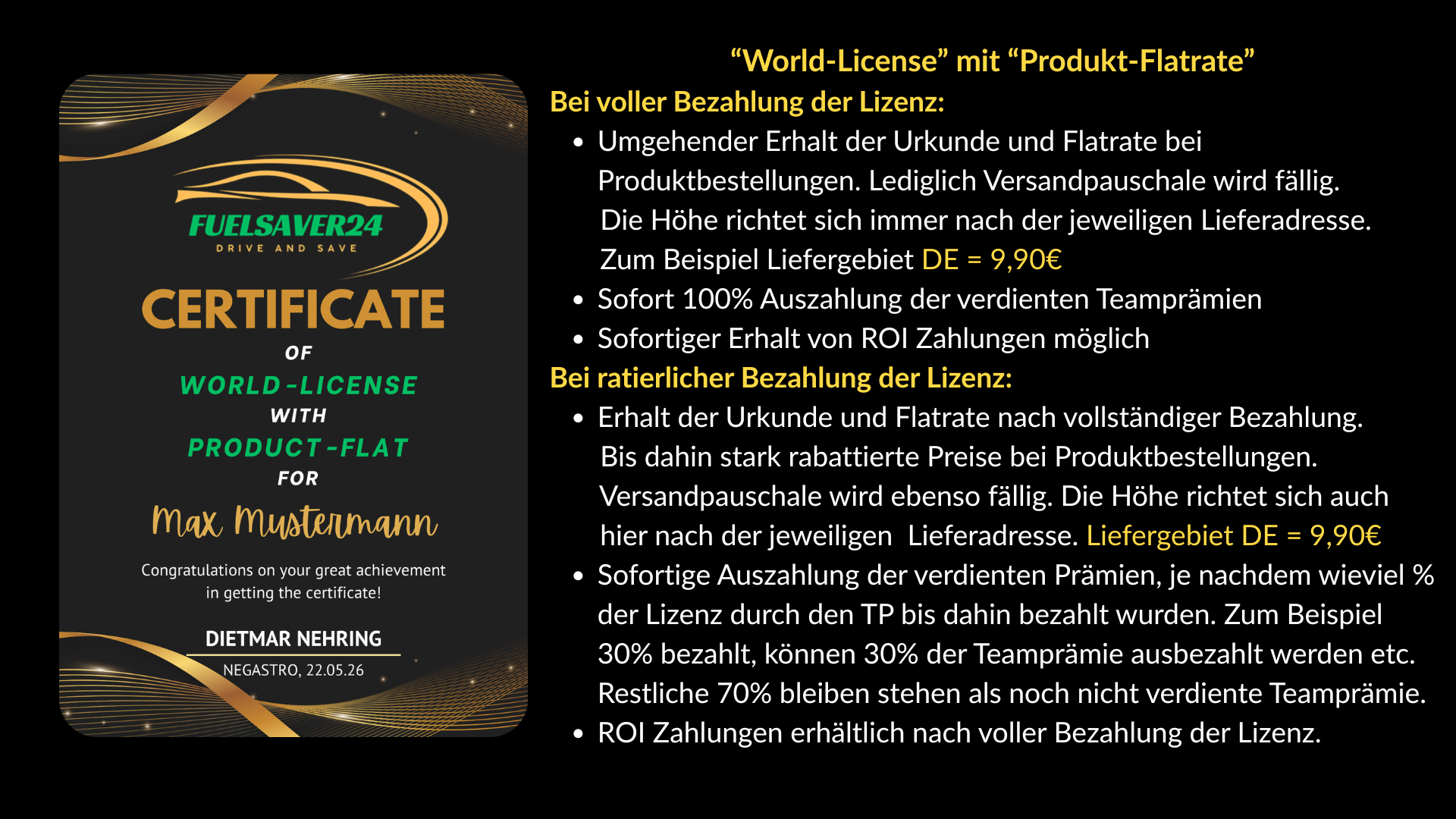 "World-License" Einmalzahlung
